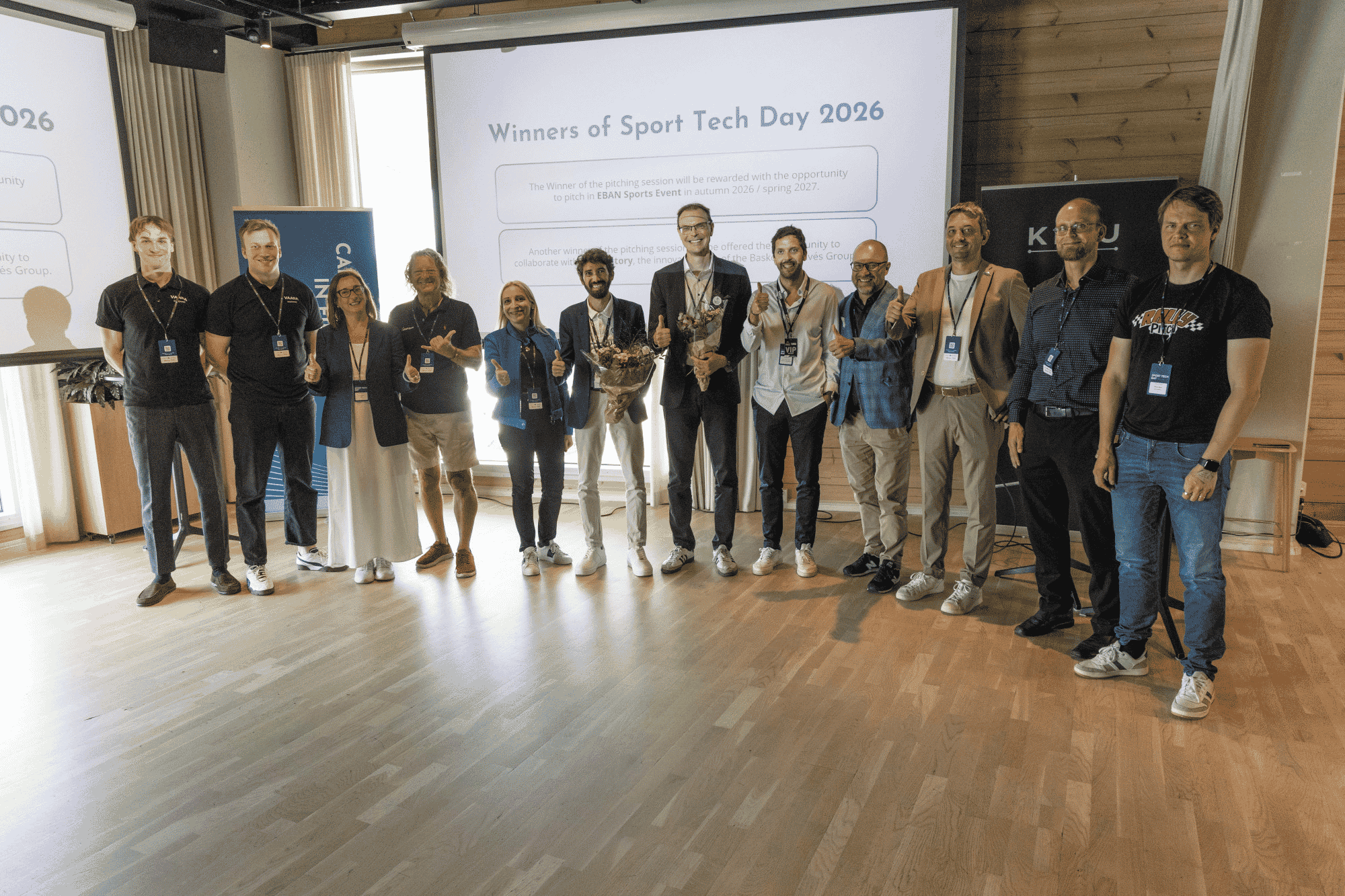 Sport Tech Dayn tuomaristo ja pitchanneet startupit.